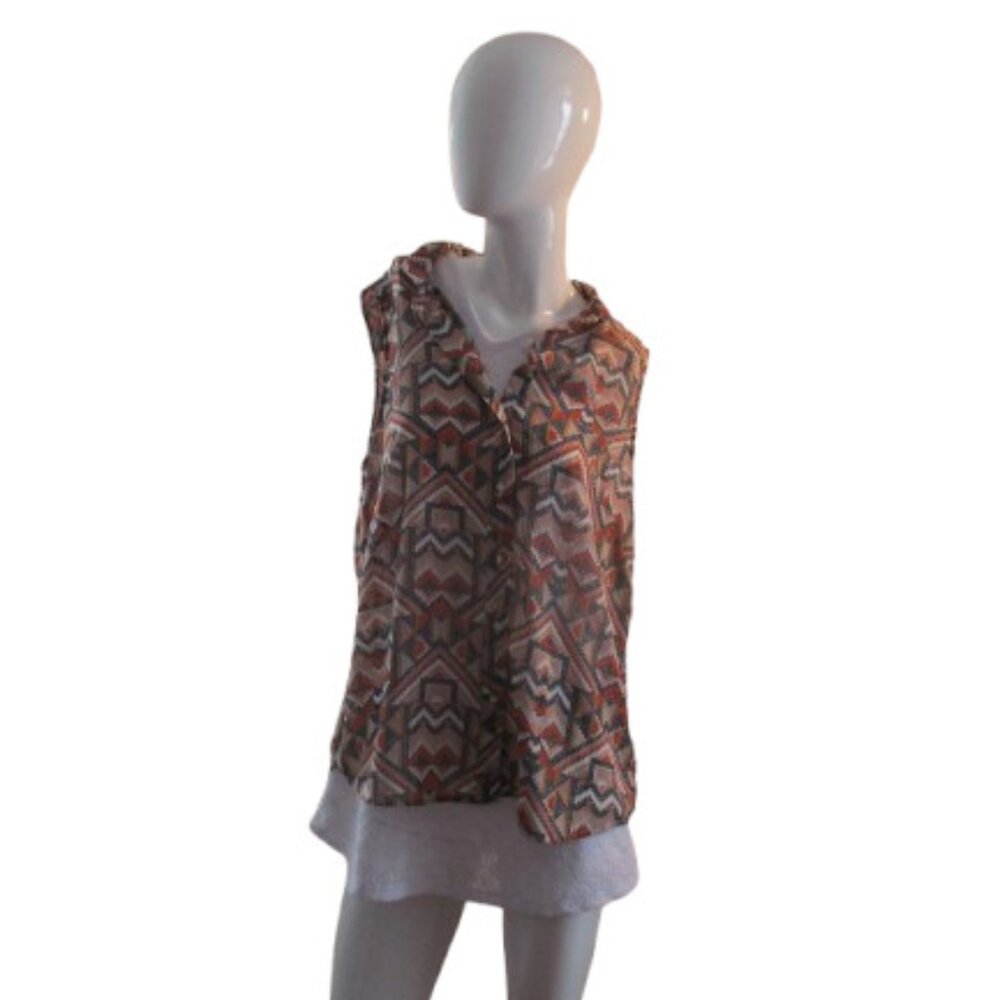 🌟 Aztec Vibe Sleeveless Blouse by Lavon - Size XL
